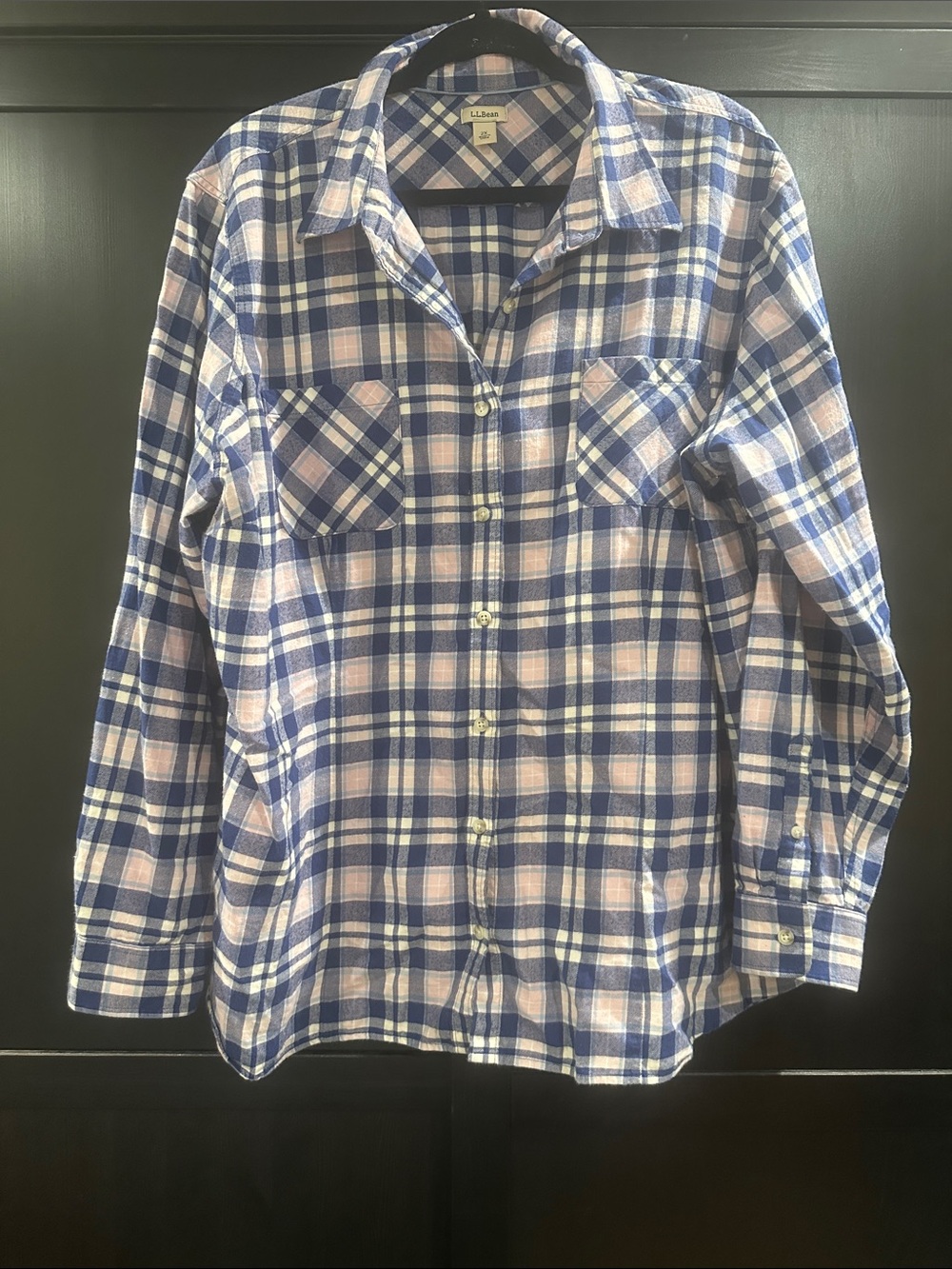 L.L. Bean Blue and White Plaid Button-Down Shirt